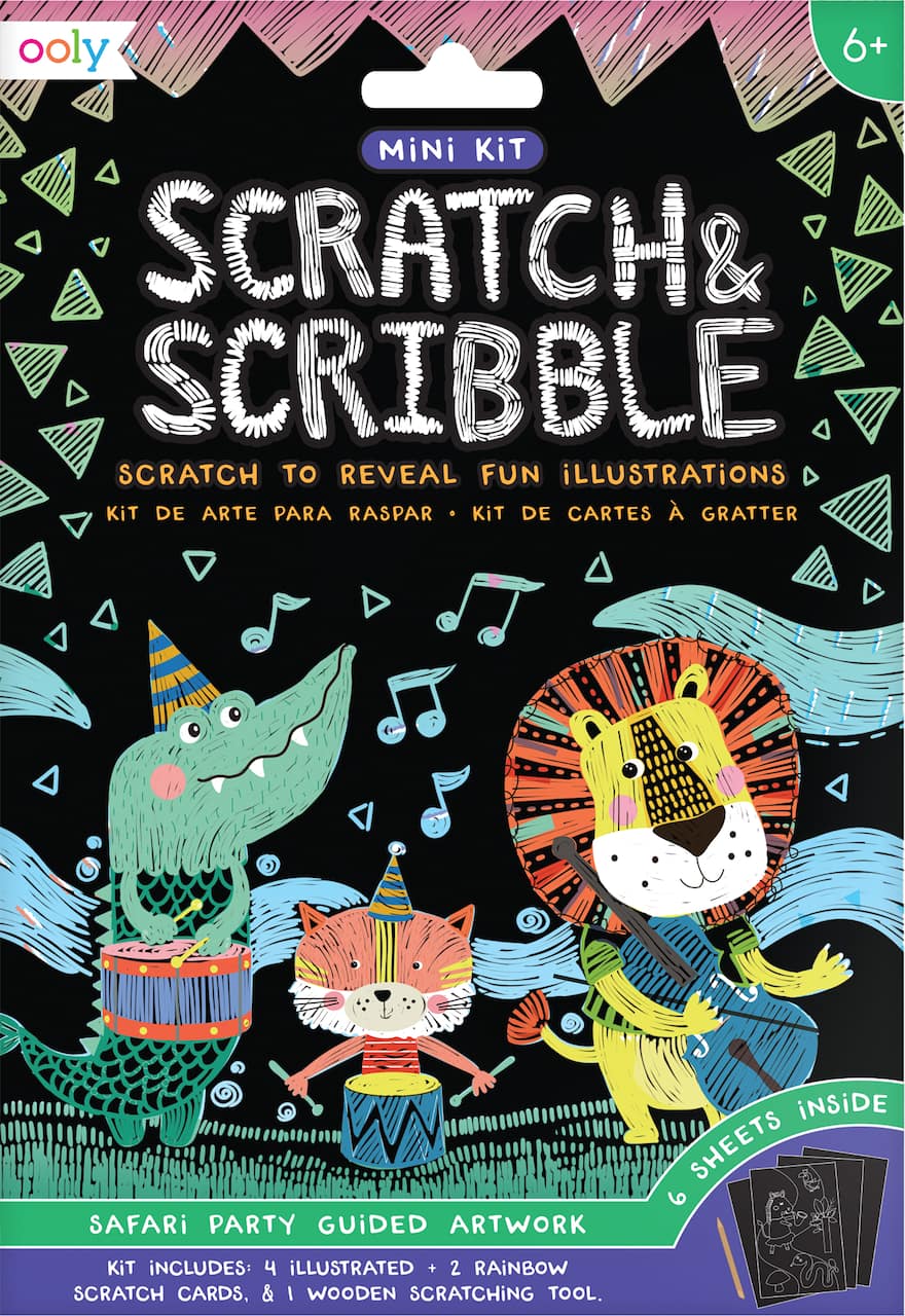 OOLY Mini Scratch & Scribble Safari Party Art Kit